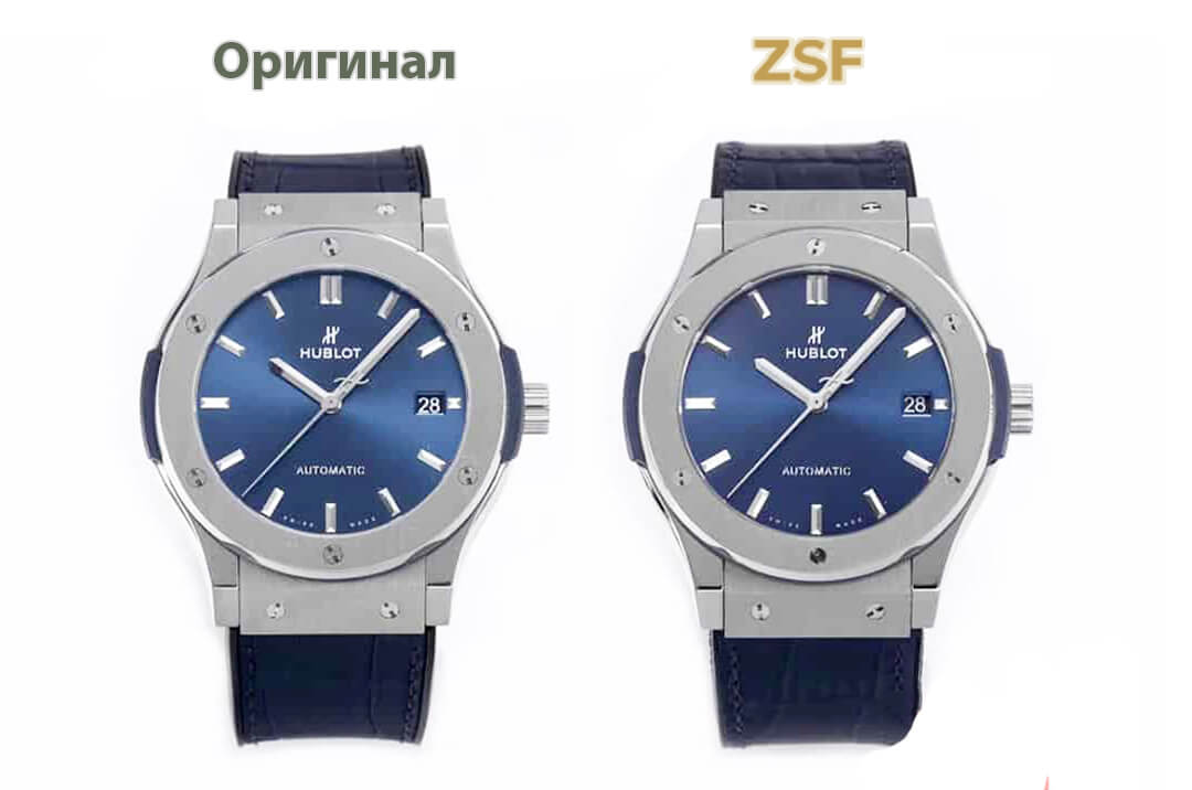 Сравнение моделей Hublot Classic Fusion 511.NX.7070.LR Titanium Watch швейцарского производства и от мануфактуры ZSF Сравнение моделей Hublot Classic Fusion 511.NX.7070.LR Titanium Watch швейцарского производства и от мануфактуры ZSF