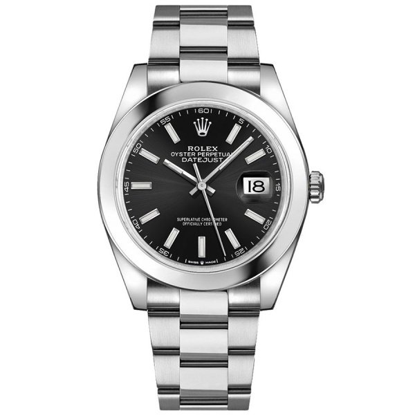 Rolex Datejust 41 Steel Smooth Bezel Oyster 126300 Black